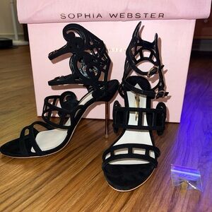 Sophia Webster Birdie Strappy Sandals Black Heels 38.5